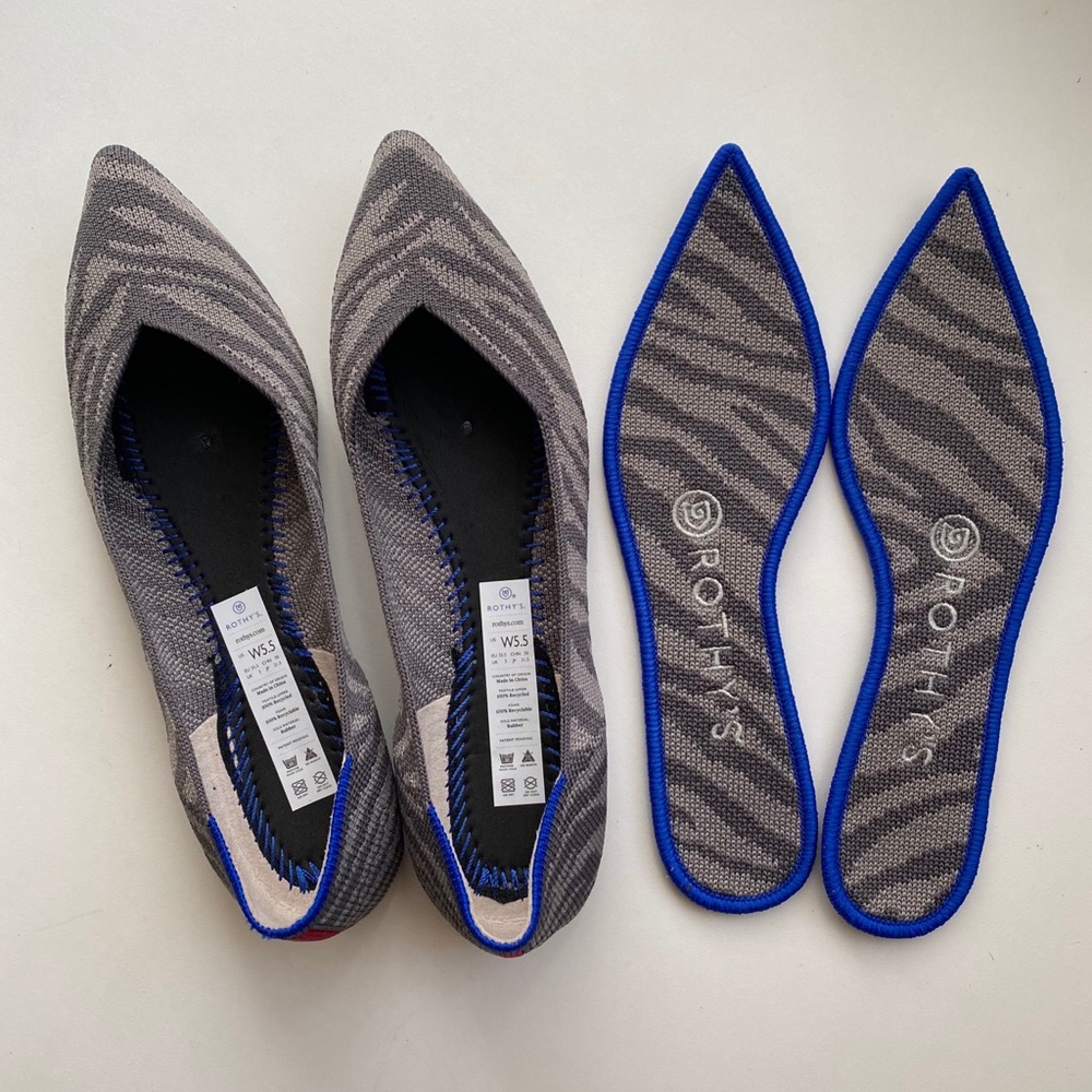 Rothy’s Grey Zebra Print ballet Flats - Picture 2 of 11